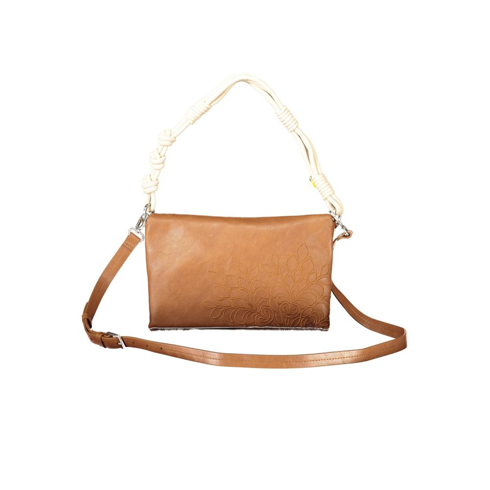 Desigual - Embossed PU Leather Shoulder Bag with Knotted Handle - Brown
