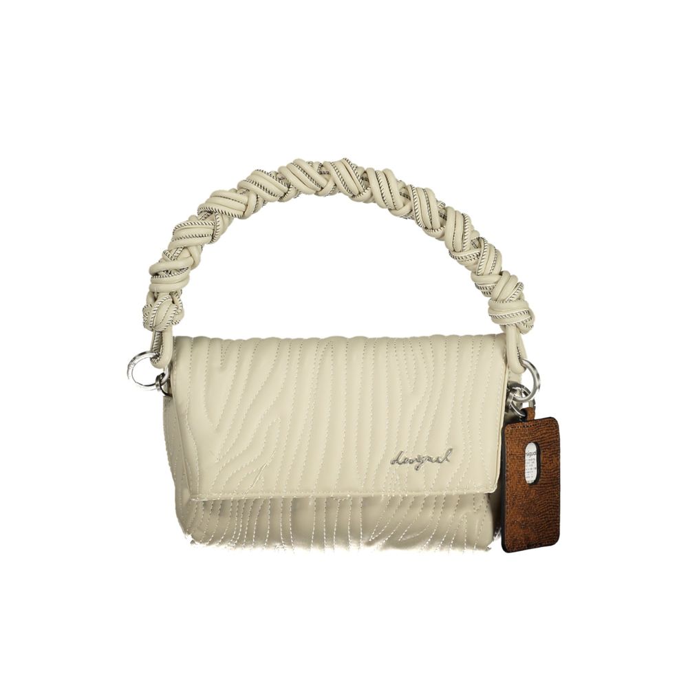 Desigual - Textured Braided Handle Quilted Shoulder Bag - Off White