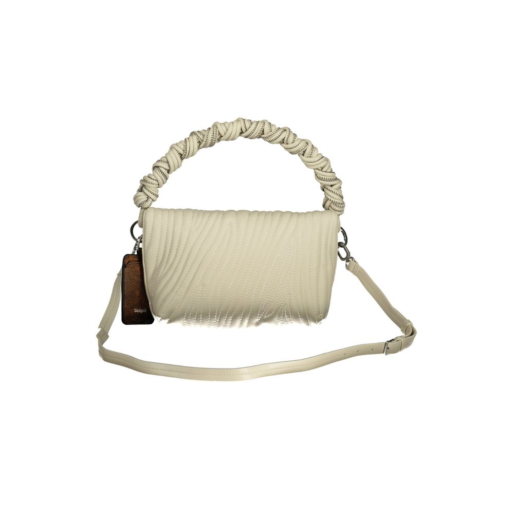 Desigual - Textured Braided Handle Quilted Shoulder Bag - Off White