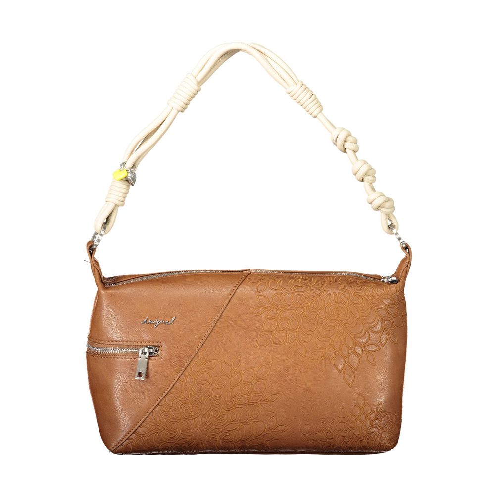 Desigual - Artistic Embossed Floral Knotted Handle Shoulder Bag - Brown