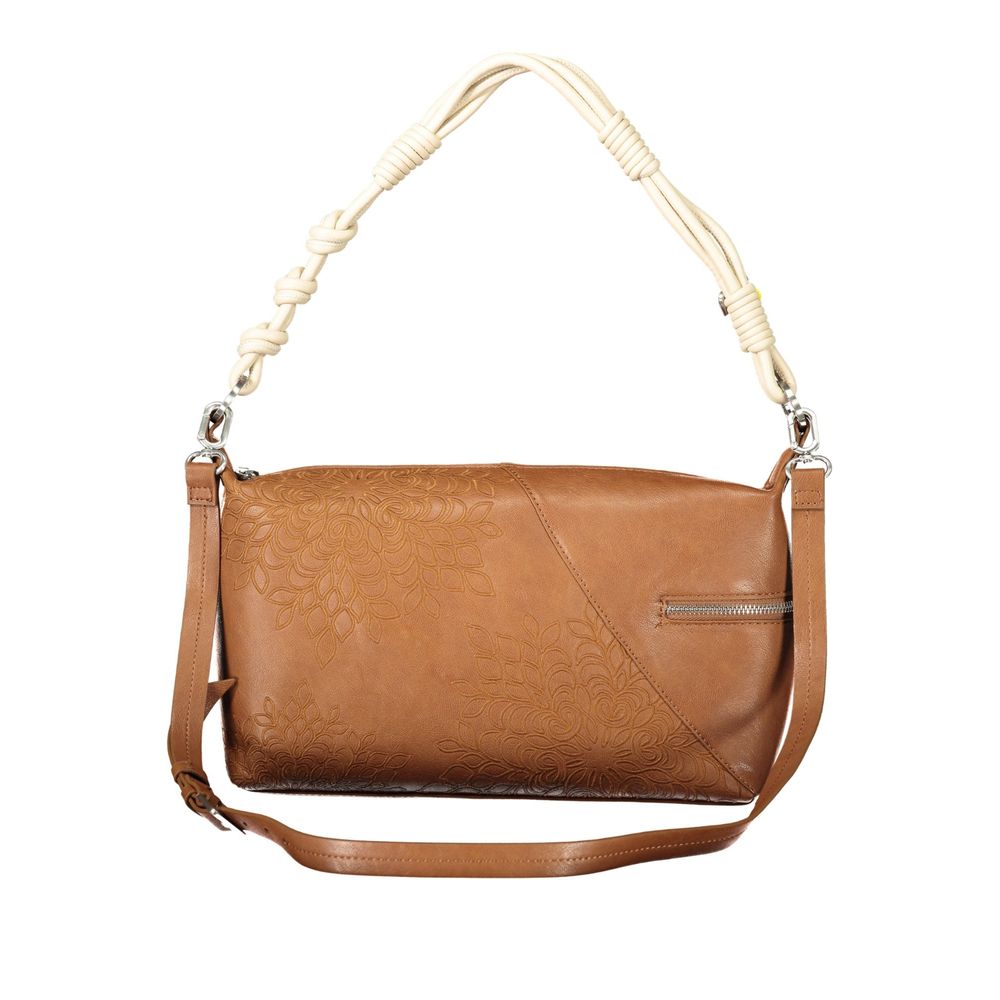 Desigual - Artistic Embossed Floral Knotted Handle Shoulder Bag - Brown