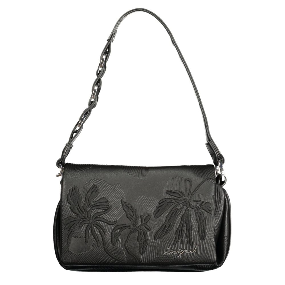 Desigual - Edgy Embossed Floral Chain Shoulder Bag - Black
