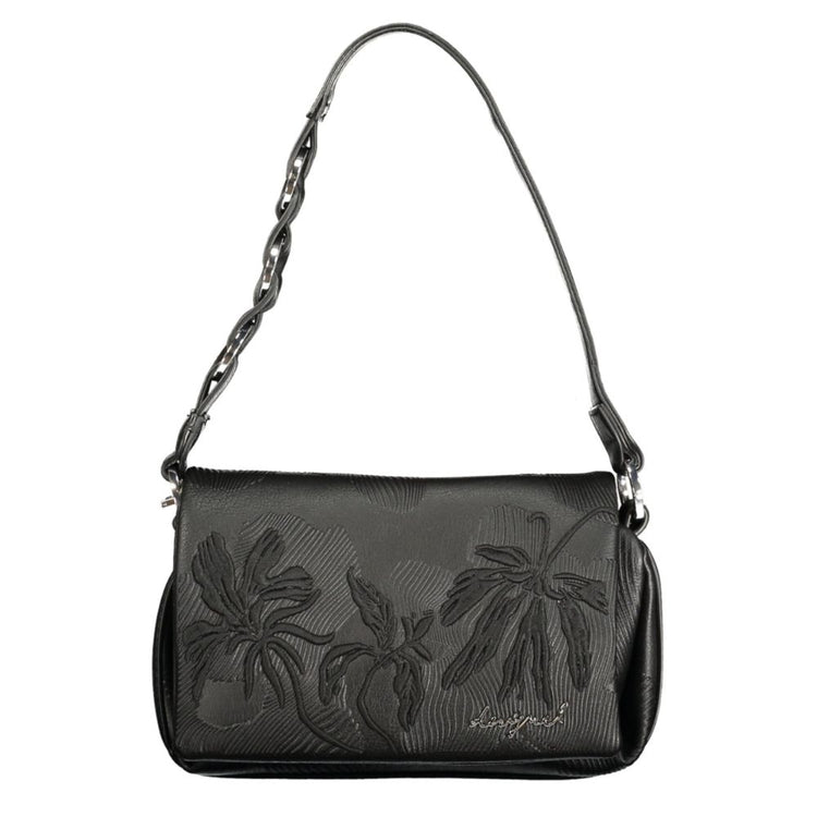 Desigual - Edgy Embossed Floral Chain Shoulder Bag - Black Desigual