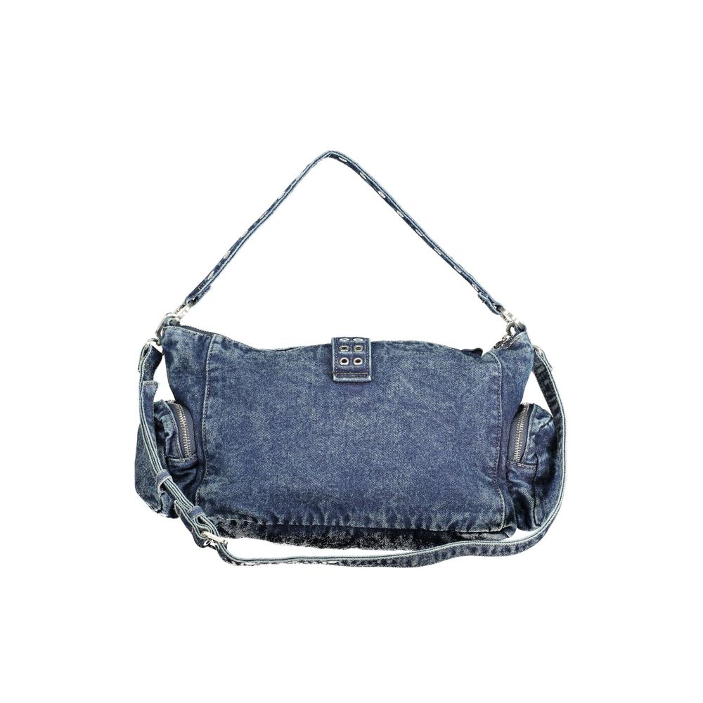 Desigual - Bold Floral Appliqué Denim Shoulder Bag - Blue