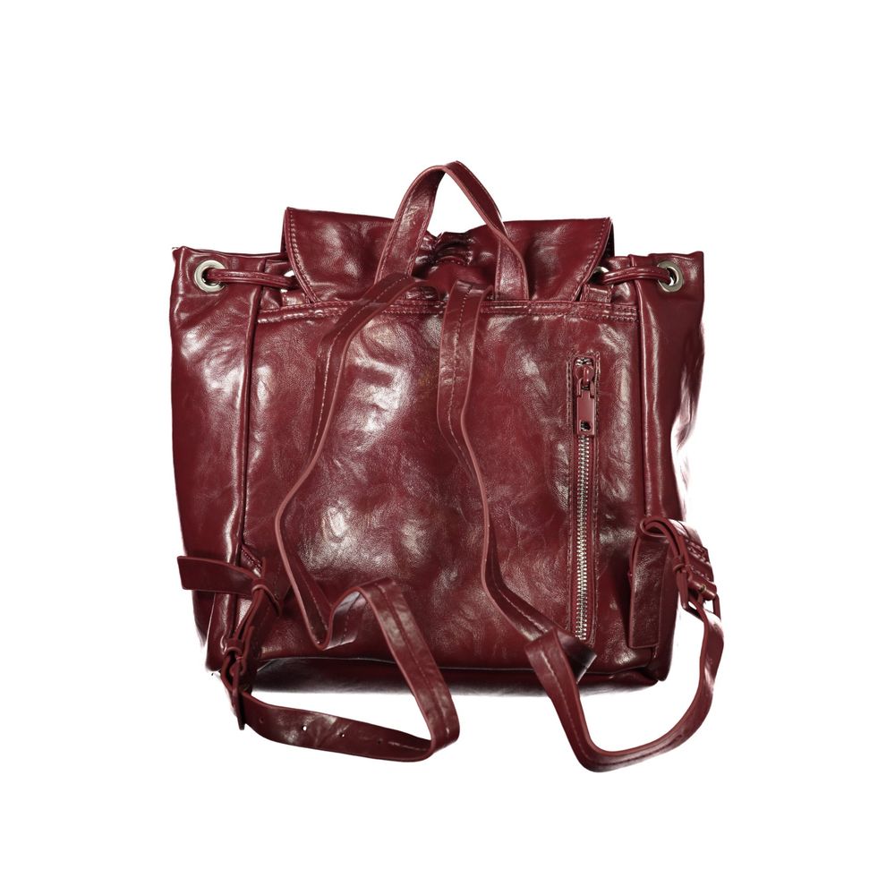 Desigual - Glossy Bow Detail Polyurethane Backpack - Burgundy