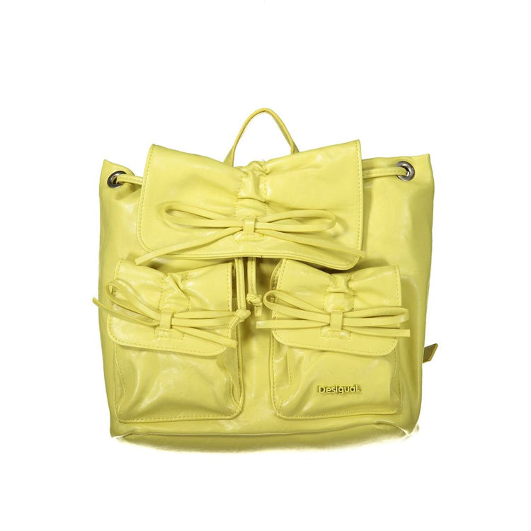 Desigual - Playful Bow Detail Glossy PU Backpack - Yellow Desigual