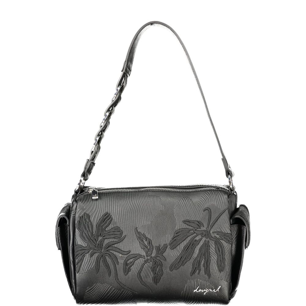 Desigual - Bold Embossed Floral Chain Shoulder Bag - Black