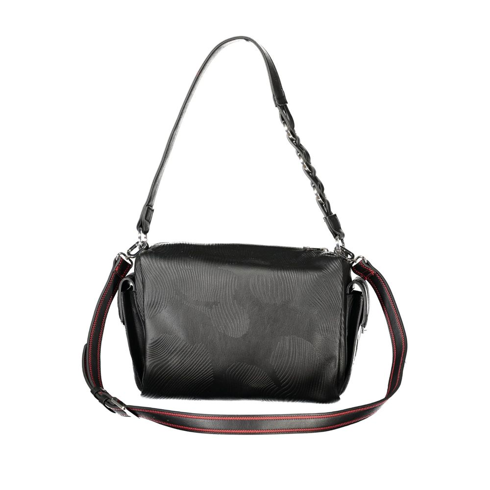 Desigual - Bold Embossed Floral Chain Shoulder Bag - Black