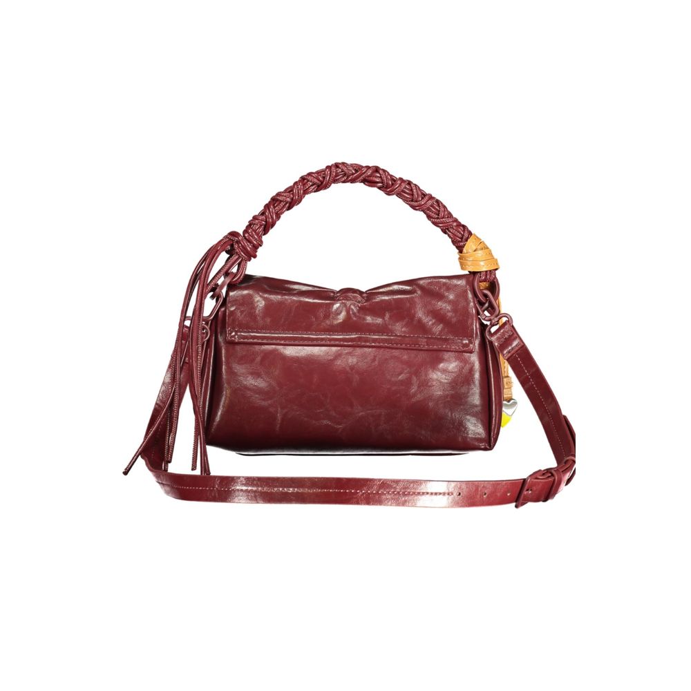 Desigual - Bold Glossy Braided Handle Mini Flap Bag - Burgundy