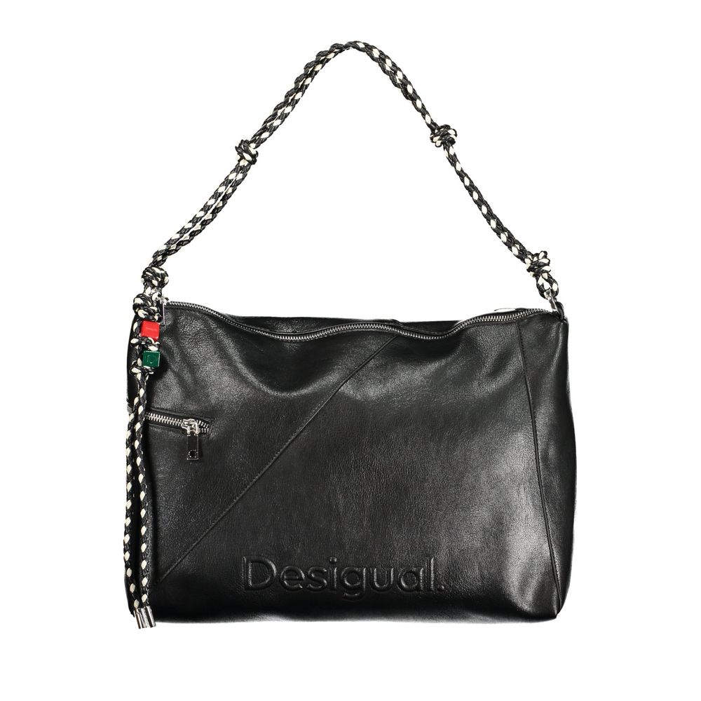 Desigual - Edgy Braided Strap Polyethylene Shoulder Bag - Black