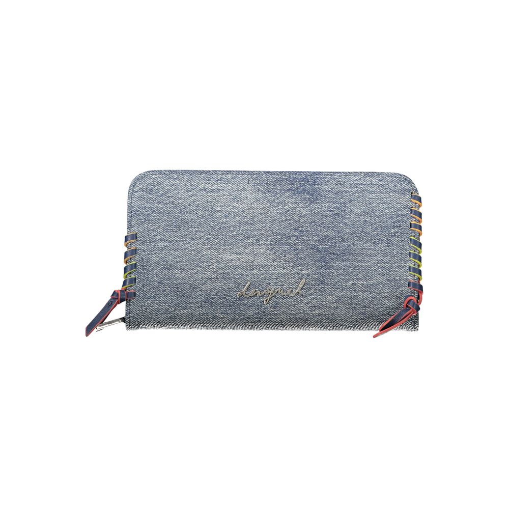 Desigual - Playful Denim Zip-Around Wallet With Contrast Stitching - Blue