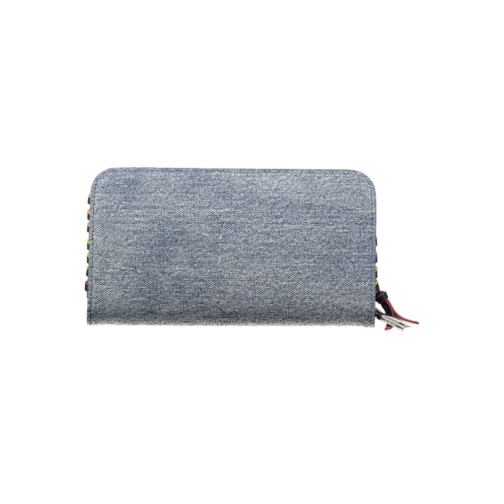 Desigual - Playful Denim Zip-Around Wallet With Contrast Stitching - Blue