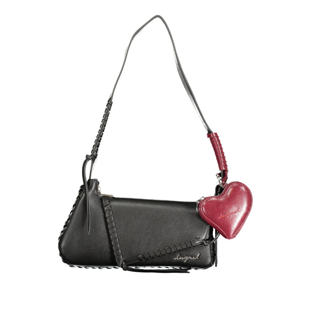 Desigual - Playful Polyethylene Shoulder Bag with Heart Charm - Black