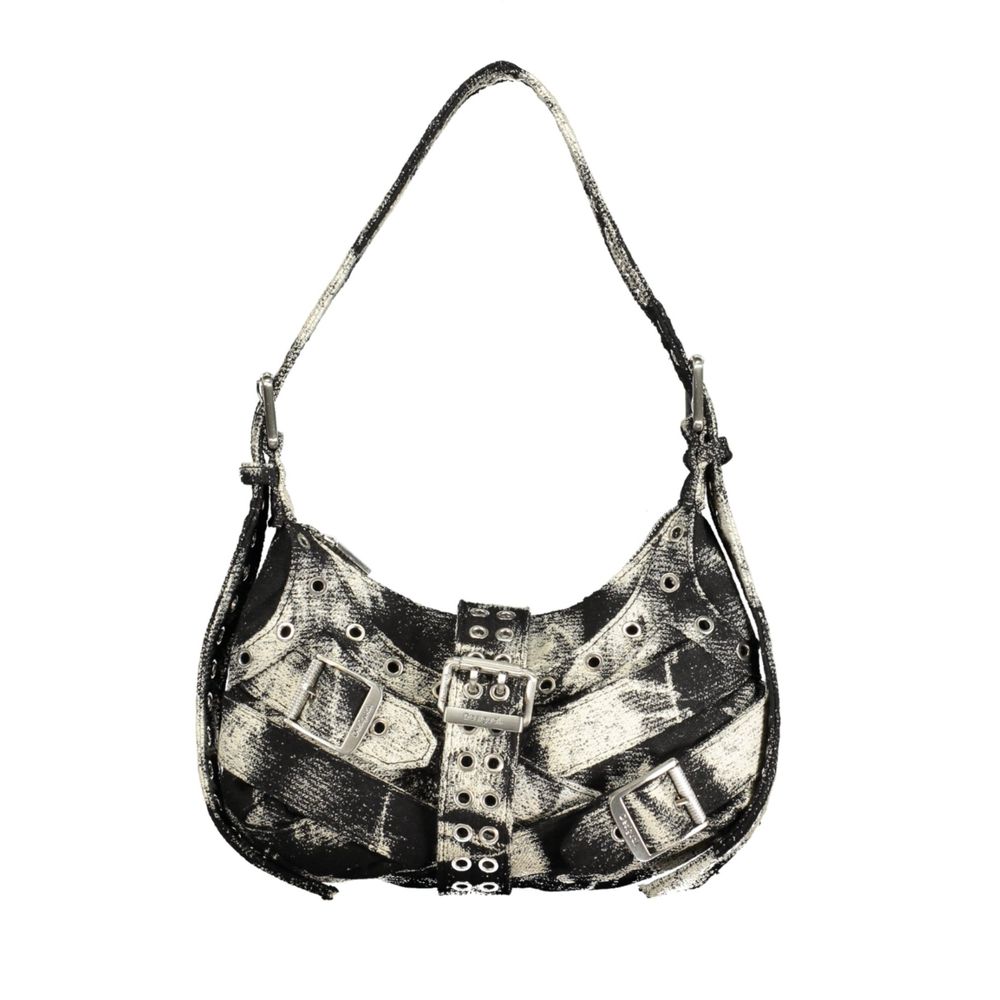 Desigual - Edgy Graphic Canvas Buckle Mini Shoulder Bag - Black White