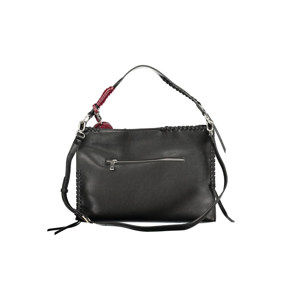 Desigual - Playful Braided Polyethylene Shoulder Bag with Heart Charm - Black