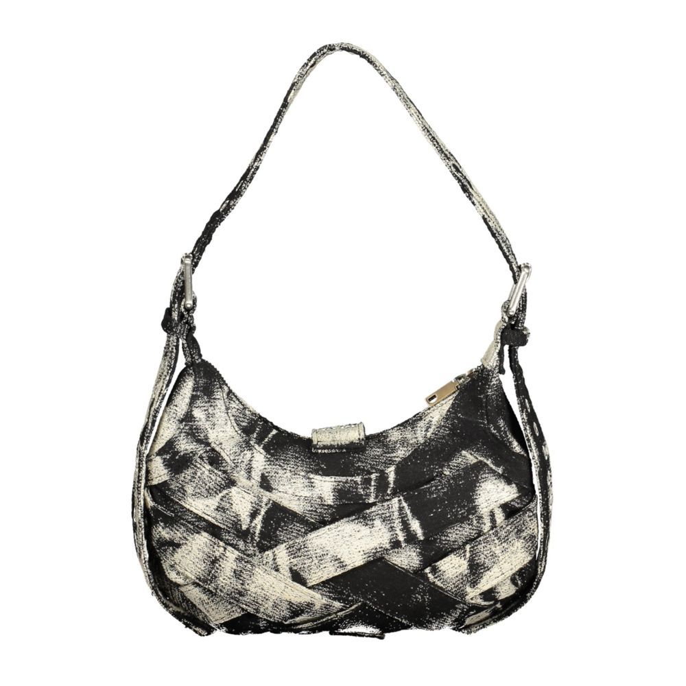 Desigual - Edgy Graphic Canvas Buckle Mini Shoulder Bag - Black White