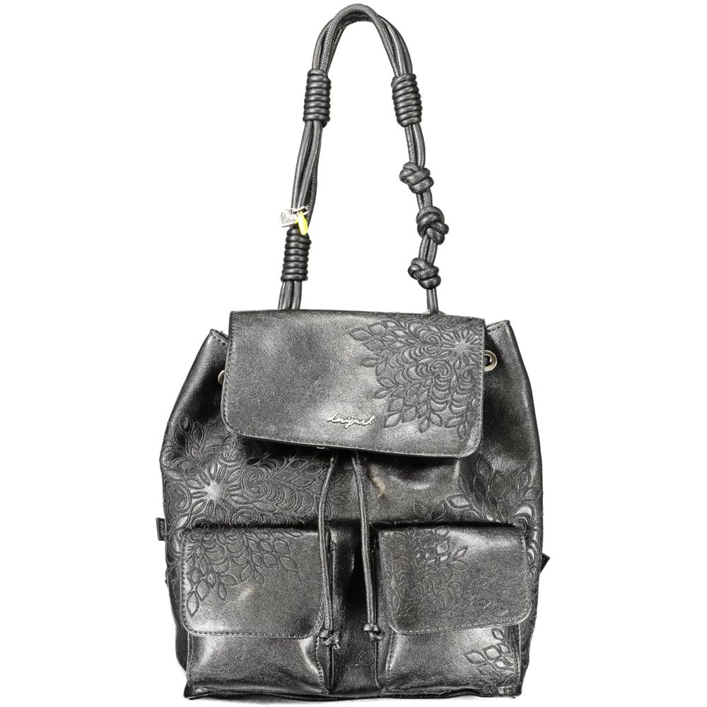 Desigual - Artistic Embossed Floral Mini Convertible Backpack - Black