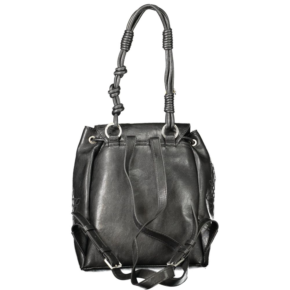 Desigual - Artistic Embossed Floral Mini Convertible Backpack - Black
