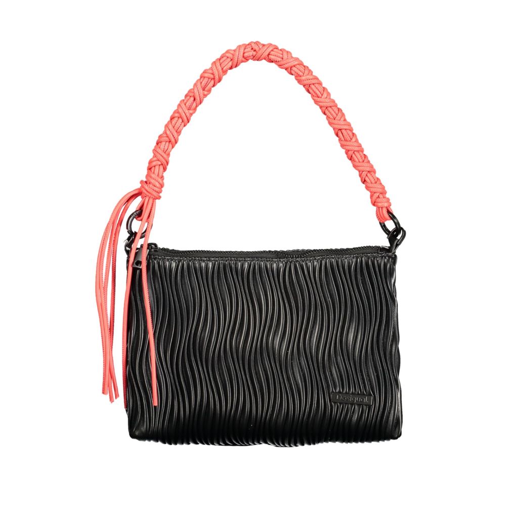 Desigual - Bold Braided Handle Textured Shoulder Bag - Black Coral