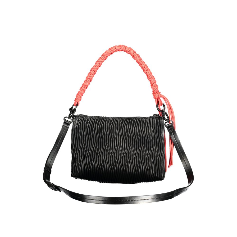 Desigual - Bold Braided Handle Textured Shoulder Bag - Black Coral