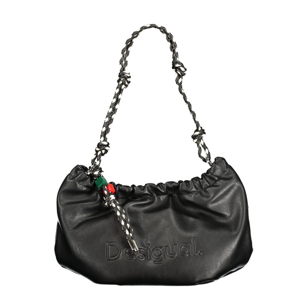 Desigual - Edgy Polyethylene Gathered Shoulder Bag With Braided Strap - Black