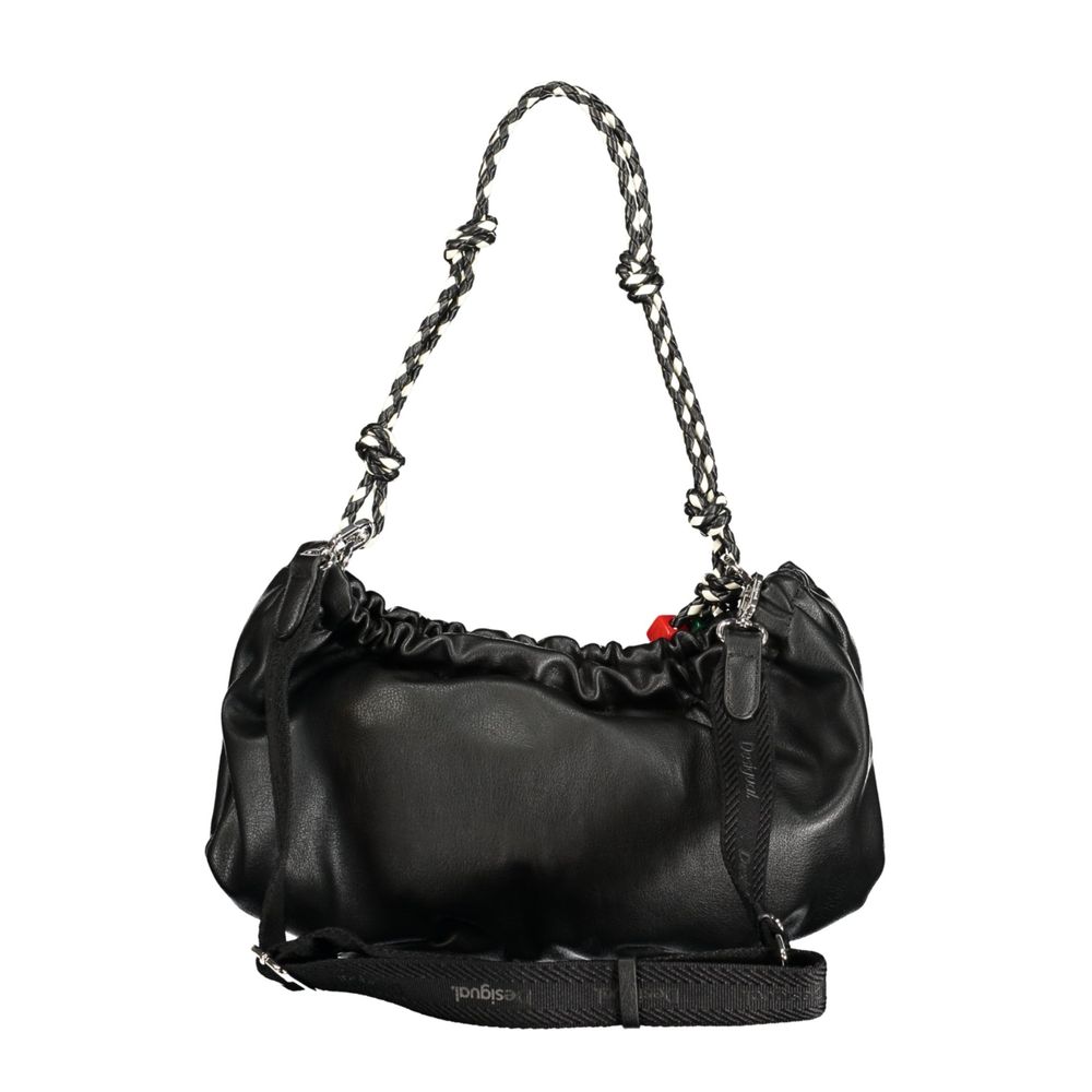 Desigual - Edgy Polyethylene Gathered Shoulder Bag With Braided Strap - Black