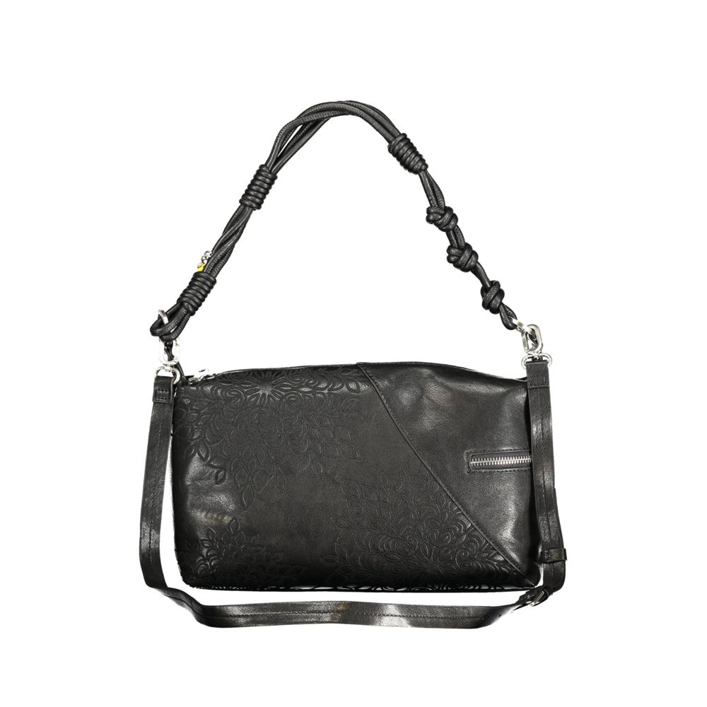 Desigual - Textured Knotted Handle Embossed Shoulder Bag - Black