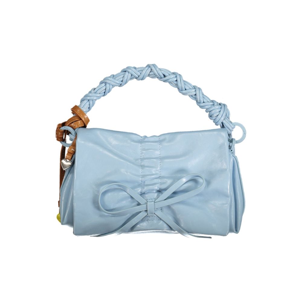 Desigual - Playful Bow Detail Mini Flap Bag With Braided Handle - Light Blue