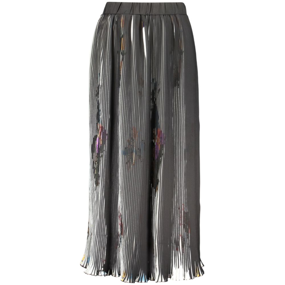 Desigual - Bold Abstract Print Pleated Midi Skirt - Black Desigual