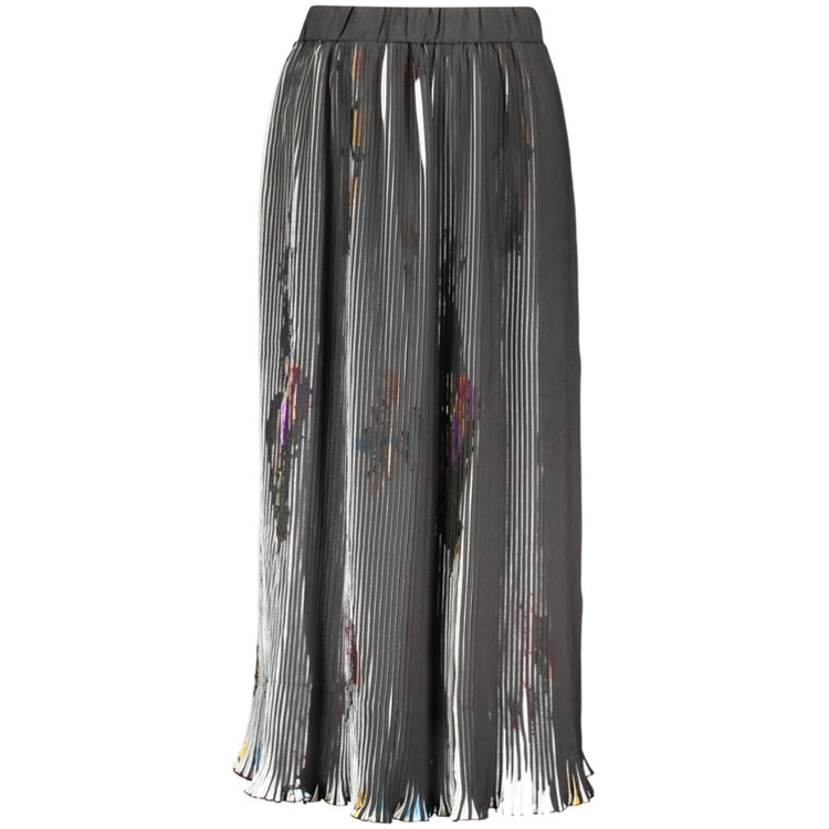 Desigual - Bold Abstract Print Pleated Midi Skirt - Black Desigual