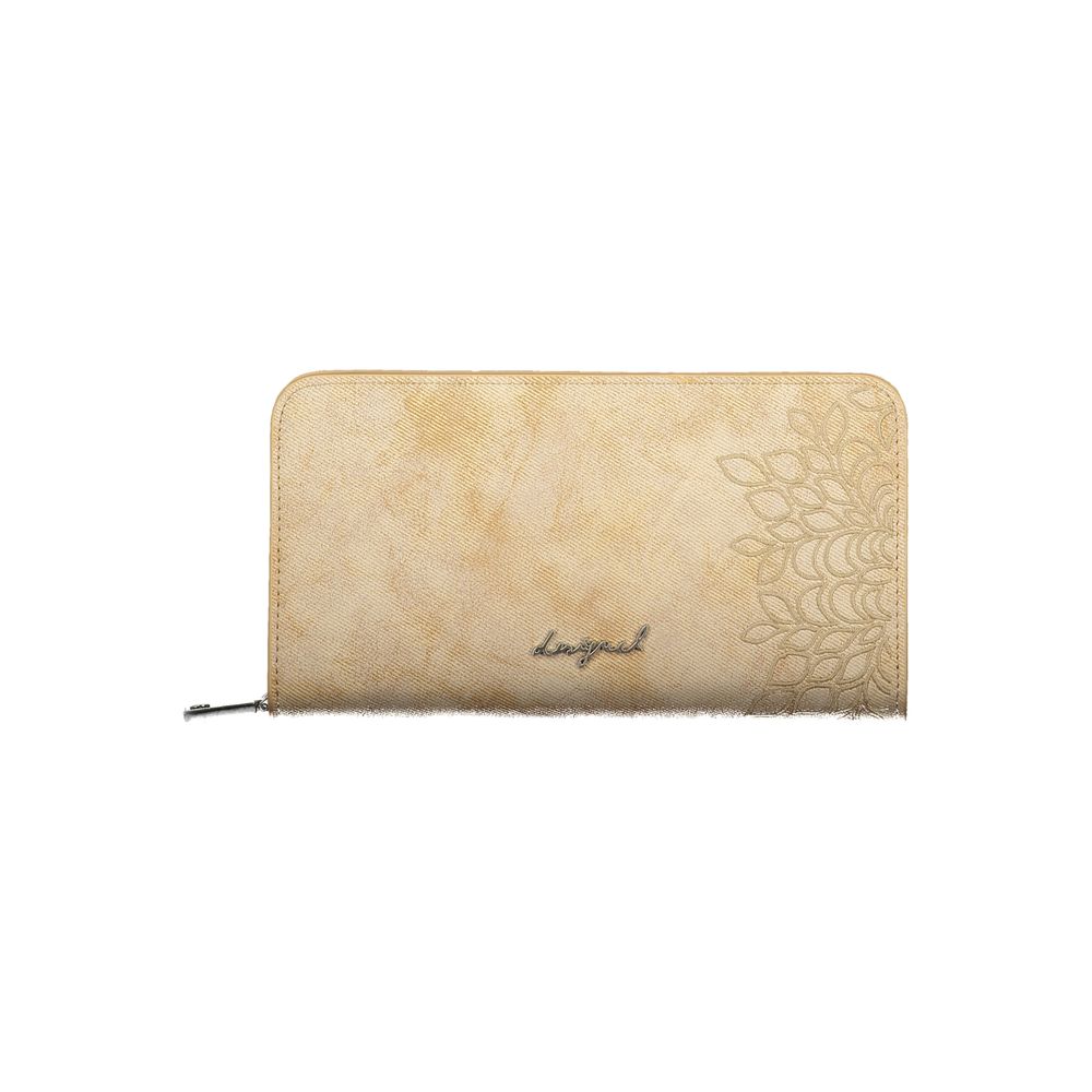 Desigual - Sophisticated Embossed Leaf Zip Wallet - Beige