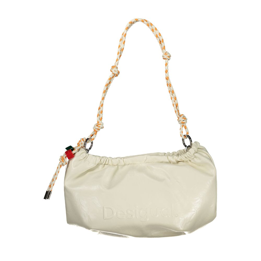 Desigual - Playful Glossy PU Shoulder Bag with Knotted Rope Handle - White