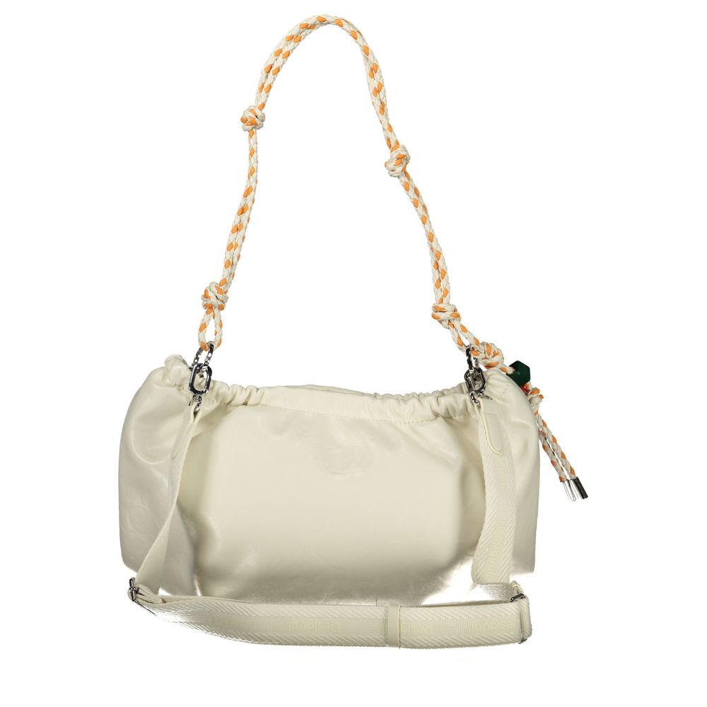 Desigual - Playful Glossy PU Shoulder Bag with Knotted Rope Handle - White