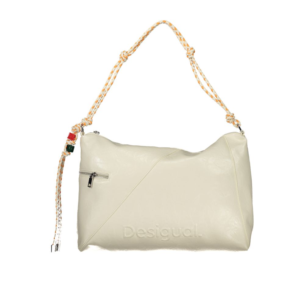 Desigual - Eclectic Braided Rope Handle PU Leather Shoulder Bag - Ecru