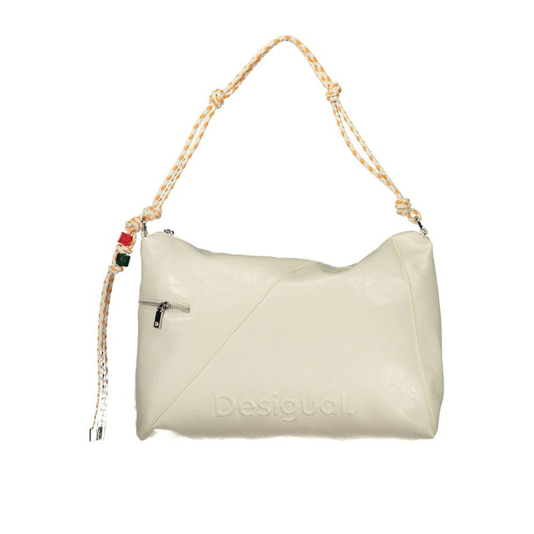 Desigual - Eclectic Braided Rope Handle PU Leather Shoulder Bag - Ecru Desigual