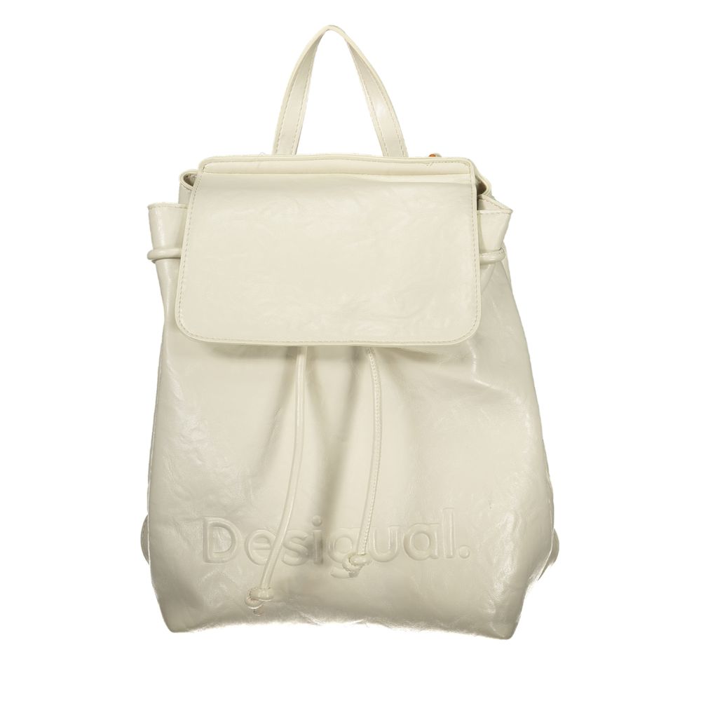Desigual - Minimalist Textured Polyethylene Mini Backpack - Ecru