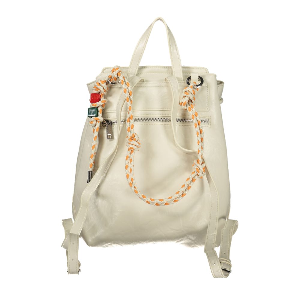 Desigual - Minimalist Textured Polyethylene Mini Backpack - Ecru