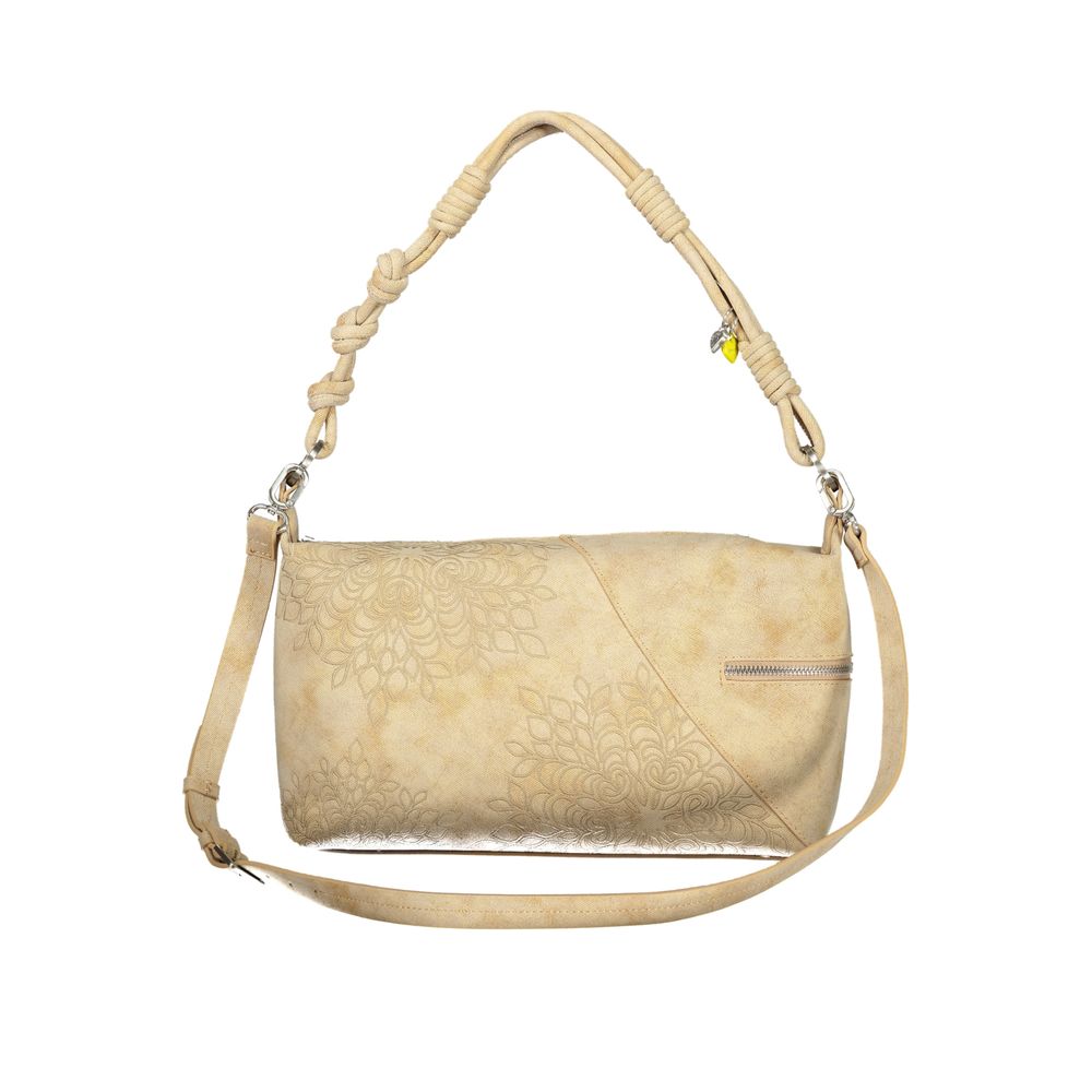 Desigual - Artistic Embossed Knotted Handle Shoulder Bag - Beige
