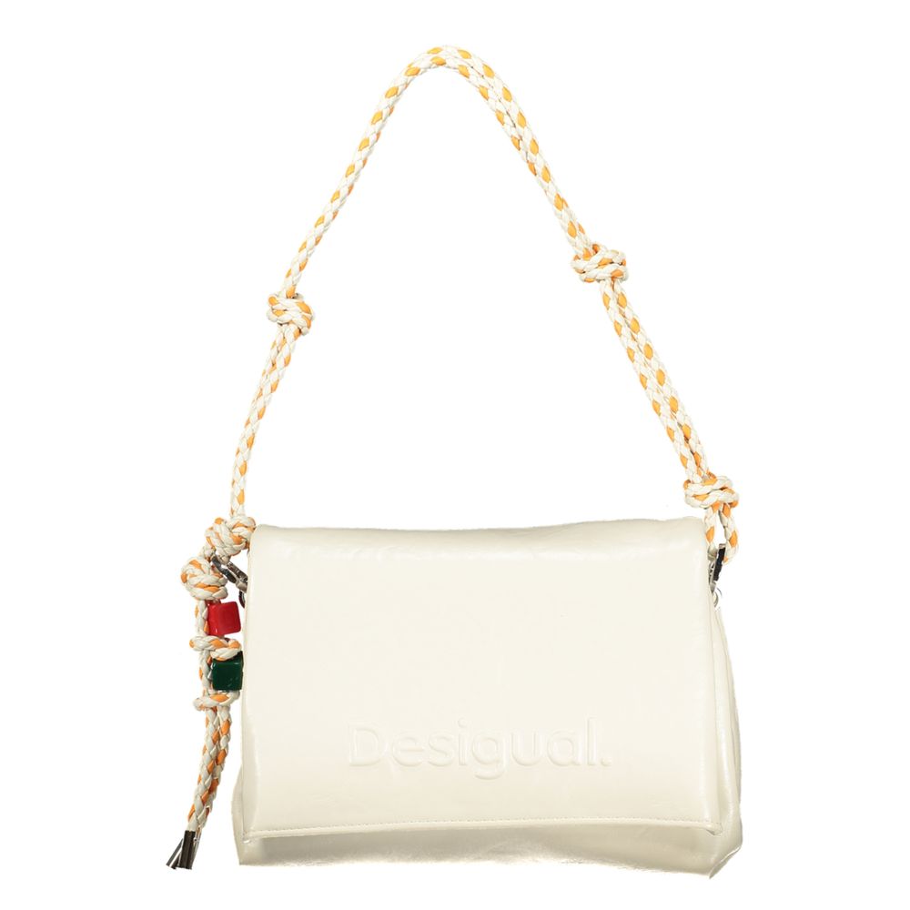 Desigual - Playful Braided Rope Handle Polyethylene Shoulder Bag - Ecru