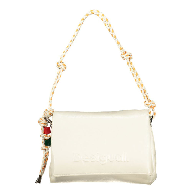 Desigual - Playful Braided Rope Handle Polyethylene Shoulder Bag - Ecru Desigual