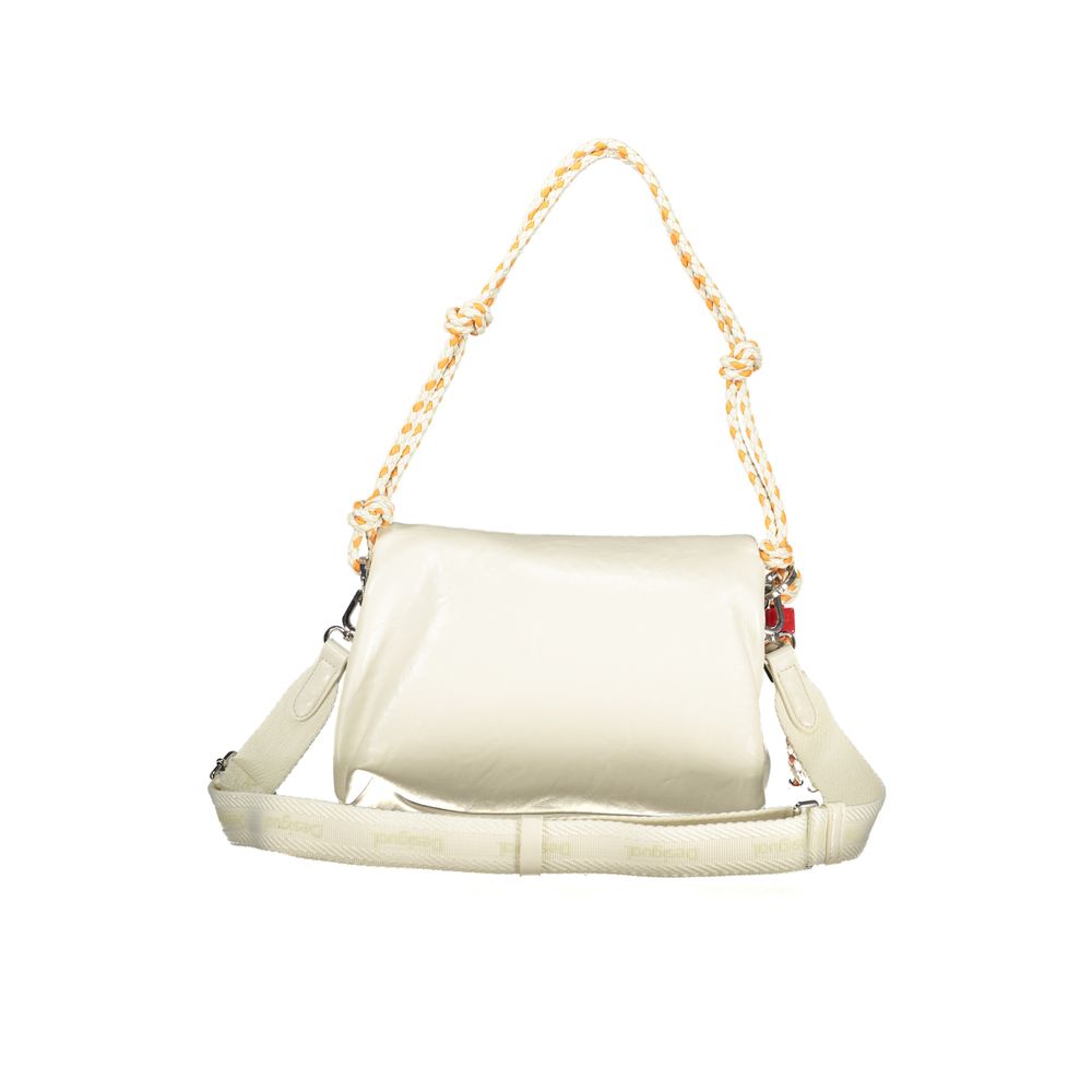 Desigual - Playful Braided Rope Handle Polyethylene Shoulder Bag - Ecru