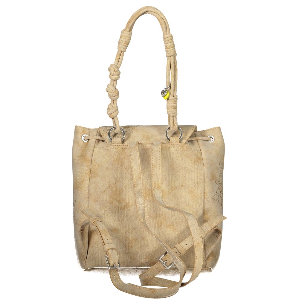 Desigual - Embossed Floral Convertible Backpack - Beige