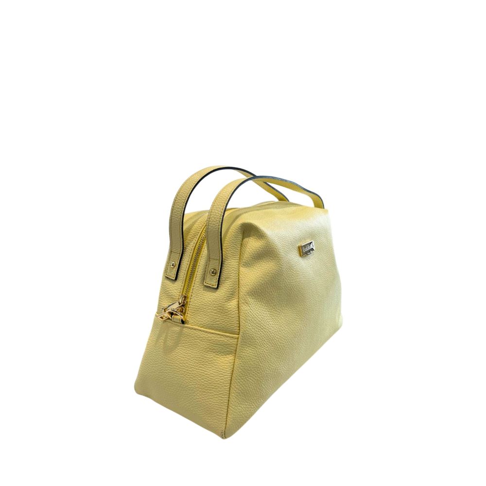 Baldinini Trend - Textured Cowhide Shoulder Bag With Dual Handles - Yellow