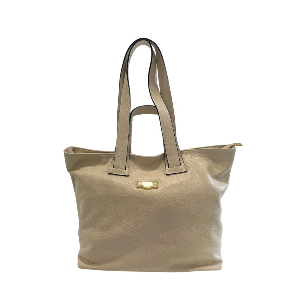 Baldinini Trend - Polished Textured Cowhide Shoulder Bag - Beige