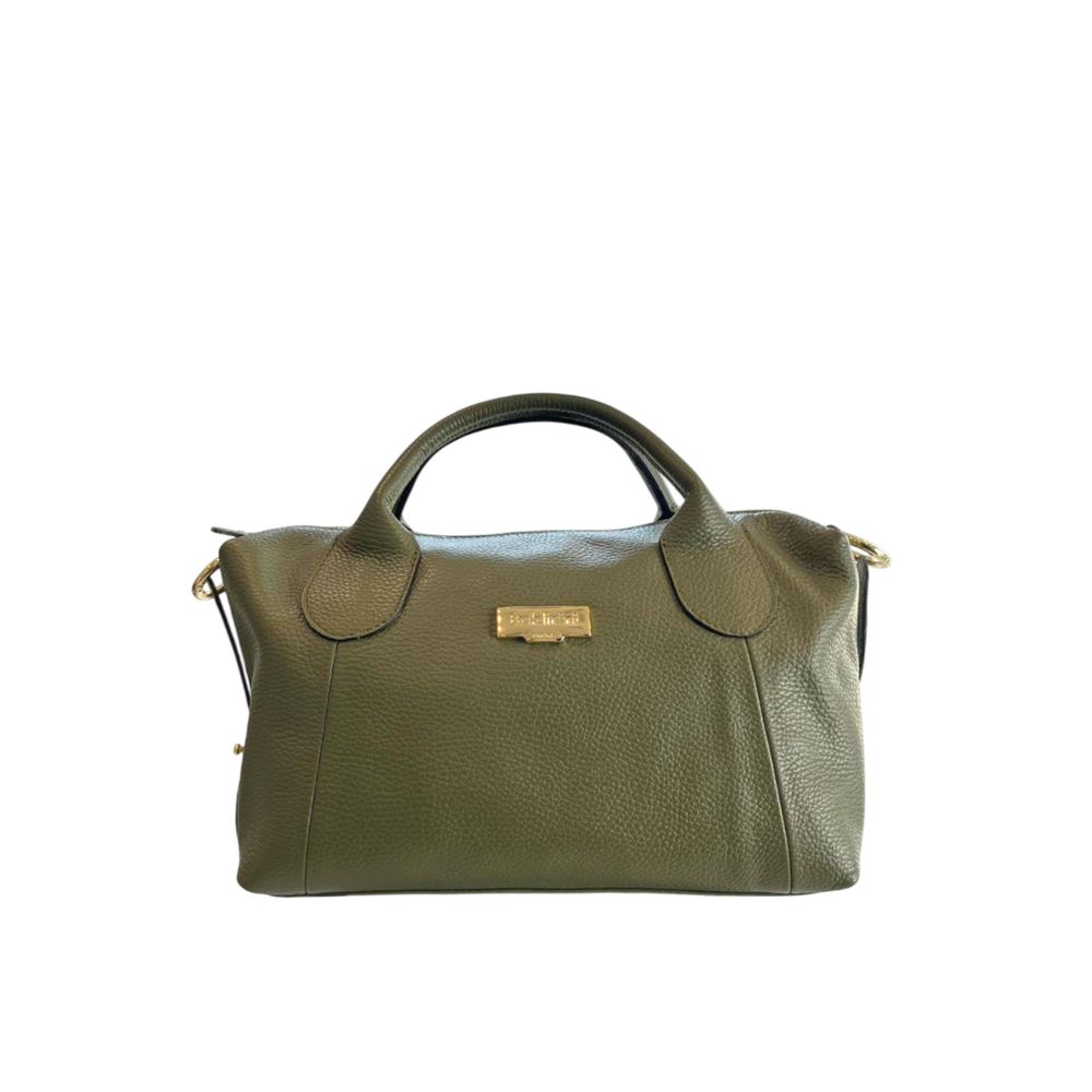 Baldinini Trend - Structured Textured Leather Top Handle Shoulder Bag - Olive Green