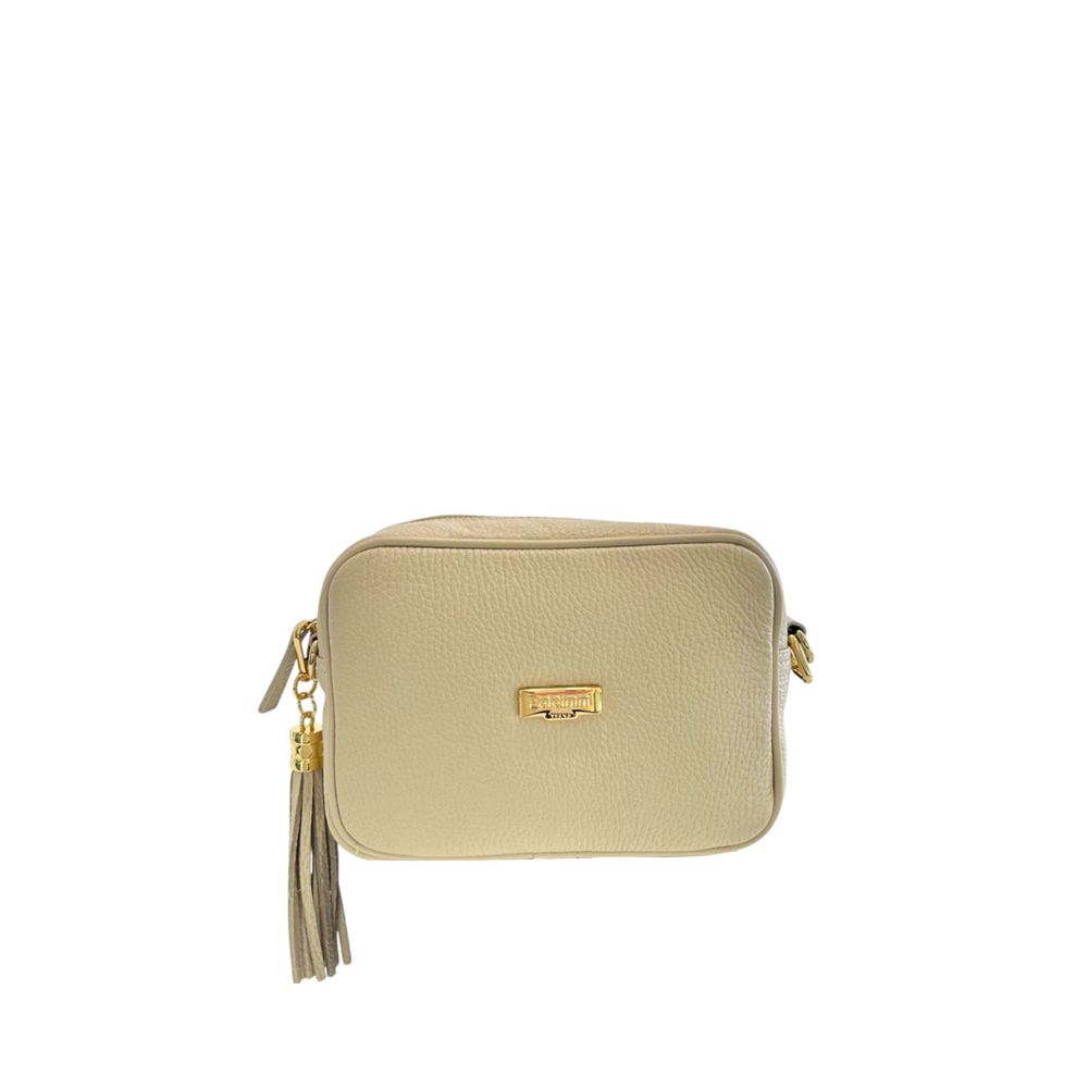 Baldinini Trend - Textured Cowhide Crossbody Bag with Fringe Tassel - Beige