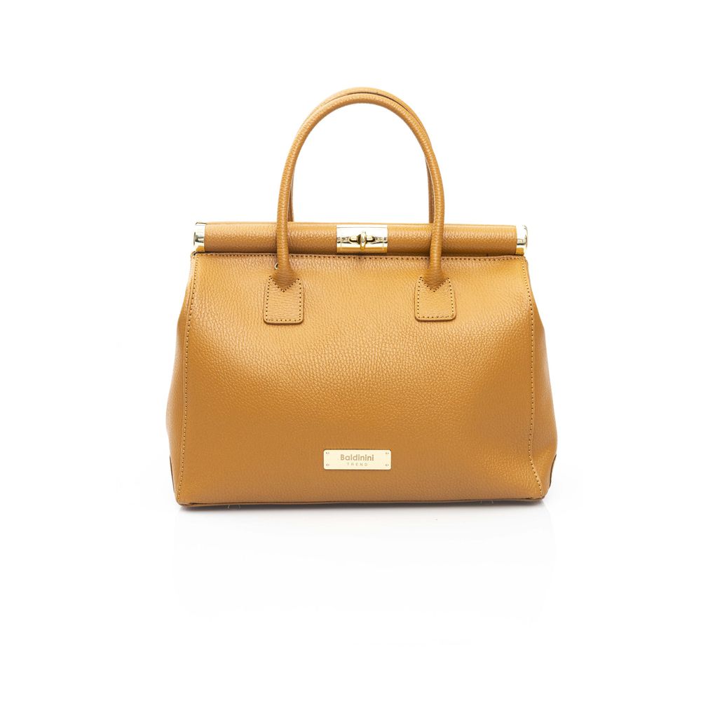 Baldinini Trend - Structured Textured Shoulder Bag With Top Handles - Tan