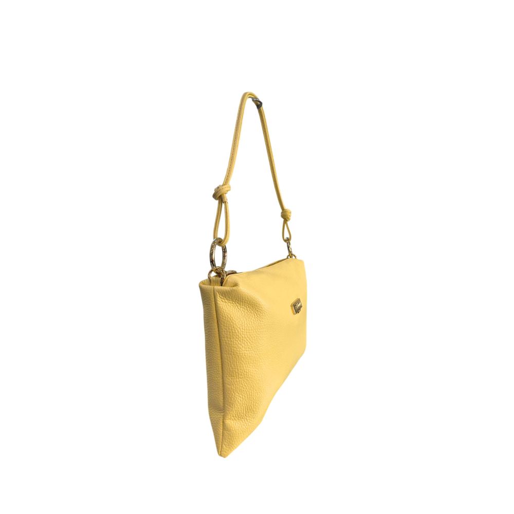 Baldinini Trend - Textured Cowhide Shoulder Clutch With Knot Detail - Yellow
