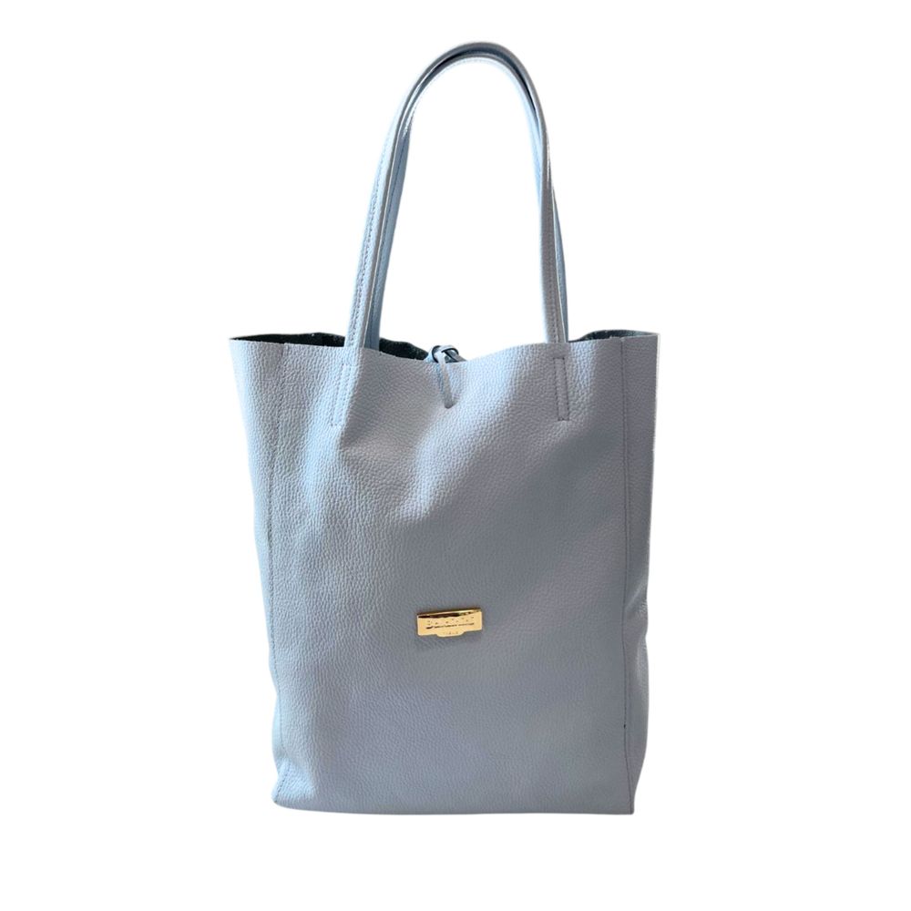 Baldinini Trend - Structured Blue Cowhide Shoulder Bag With Tie Closure - Blue