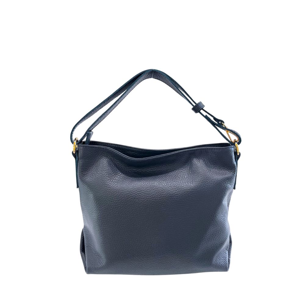 Baldinini Trend - Structured Pebbled Leather Shoulder Bag - Blue Baldinini Trend